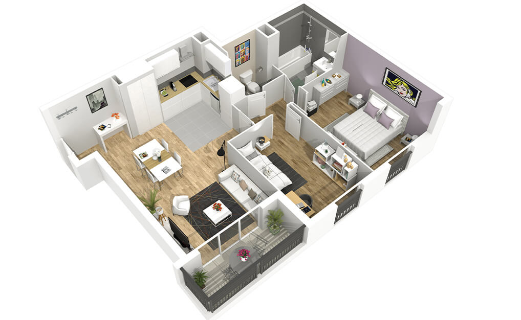 Une maquette d'appartement en 3D